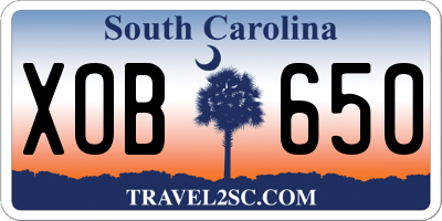 SC license plate XOB650