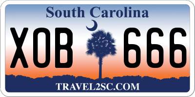 SC license plate XOB666