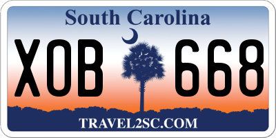 SC license plate XOB668