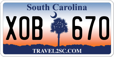 SC license plate XOB670
