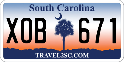 SC license plate XOB671