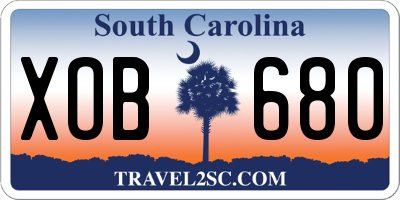 SC license plate XOB680