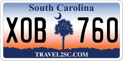 SC license plate XOB760