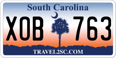 SC license plate XOB763