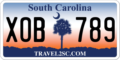 SC license plate XOB789