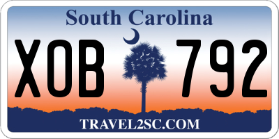 SC license plate XOB792