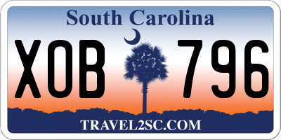 SC license plate XOB796