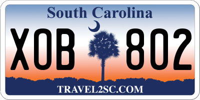 SC license plate XOB802