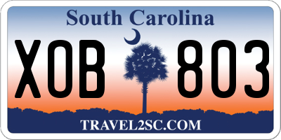 SC license plate XOB803