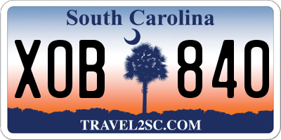SC license plate XOB840