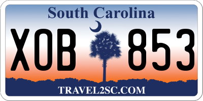 SC license plate XOB853