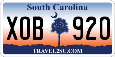 SC license plate XOB920