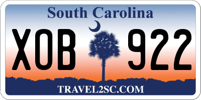 SC license plate XOB922