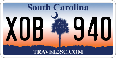 SC license plate XOB940