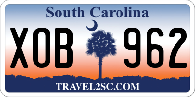 SC license plate XOB962