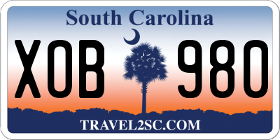 SC license plate XOB980