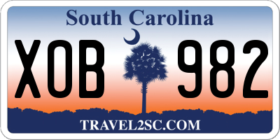 SC license plate XOB982