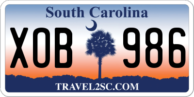 SC license plate XOB986