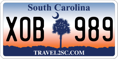 SC license plate XOB989