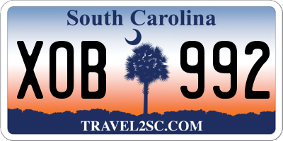 SC license plate XOB992