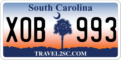 SC license plate XOB993