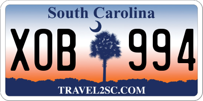SC license plate XOB994