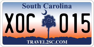 SC license plate XOC015