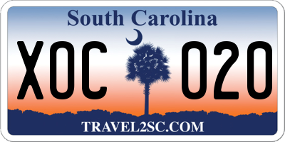 SC license plate XOC020