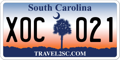 SC license plate XOC021