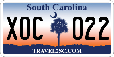 SC license plate XOC022