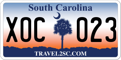 SC license plate XOC023
