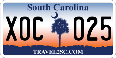 SC license plate XOC025