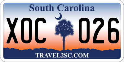 SC license plate XOC026