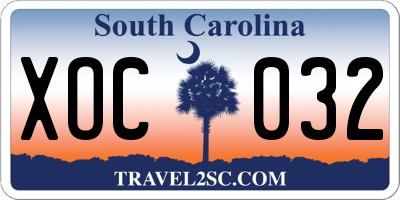 SC license plate XOC032