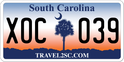 SC license plate XOC039