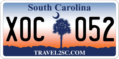 SC license plate XOC052