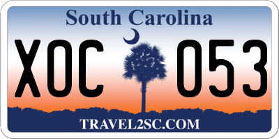 SC license plate XOC053