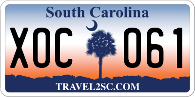 SC license plate XOC061