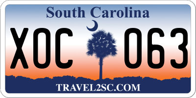 SC license plate XOC063