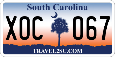 SC license plate XOC067