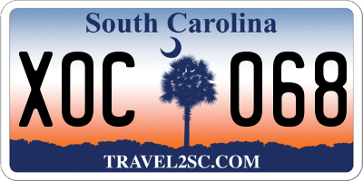 SC license plate XOC068
