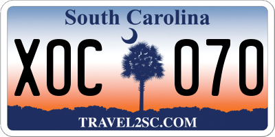 SC license plate XOC070