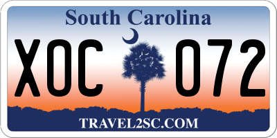 SC license plate XOC072