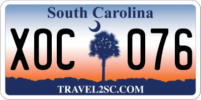 SC license plate XOC076