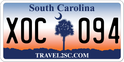 SC license plate XOC094