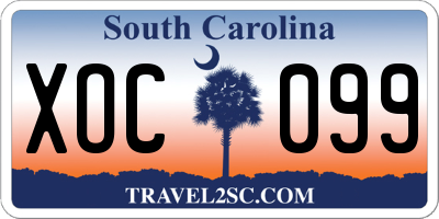 SC license plate XOC099