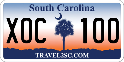 SC license plate XOC100