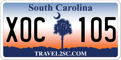 SC license plate XOC105