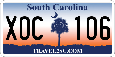 SC license plate XOC106