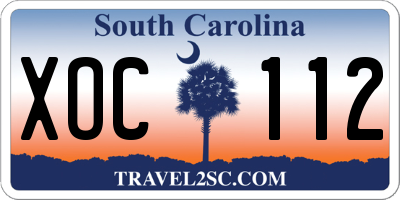 SC license plate XOC112